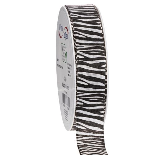 Geschenkband Zebramuster Polyester 25mm x 20m Schwarz-Weiß bestellen | Floristik24.at