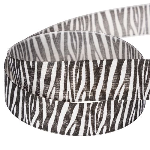 Geschenkband Zebramuster Polyester 25mm x 20m Schwarz-Weiß | Floristik24.at