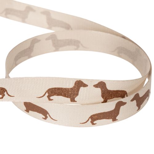 Geschenkband Dackelmotiv Creme