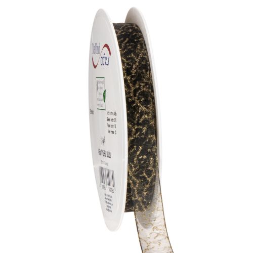 Dekoband Transparent Organzaband Schwarz Gold 15mm 20m für Tisch- und Geschenkdekoration bestellen | Floristik24.at