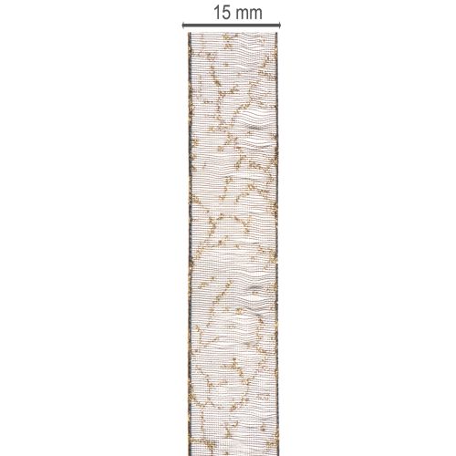 Dekoband Transparent Organzaband Schwarz Gold 15mm 20m für Tisch- und Geschenkdekoration | Floristik24.at