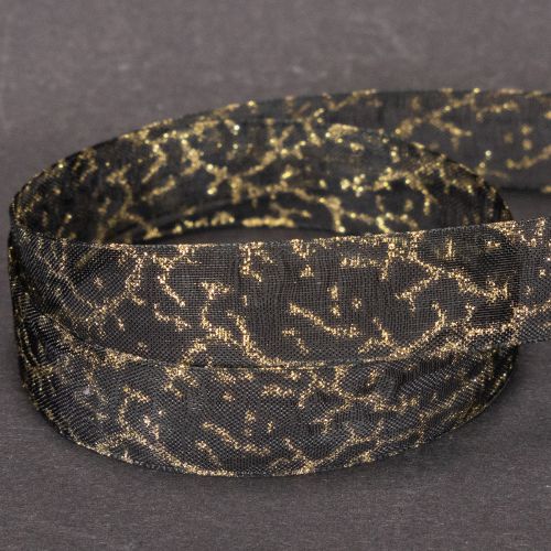 Dekoband Transparent Organzaband Schwarz Gold 15mm 20m für Tisch- und Geschenkdekoration | Floristik24.at