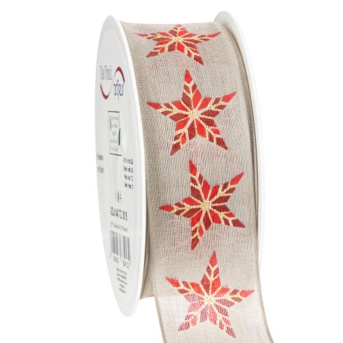 Dekoband Baumwolle mit roten Sternen 40mm 15m für Weihnachten