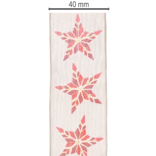 Dekoband Baumwolle mit roten Sternen 40mm 15m für Weihnachten | Floristik24.at