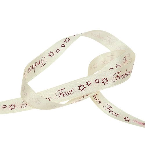 Floristik24 Band "Frohes Fest" Creme 15mm 20m