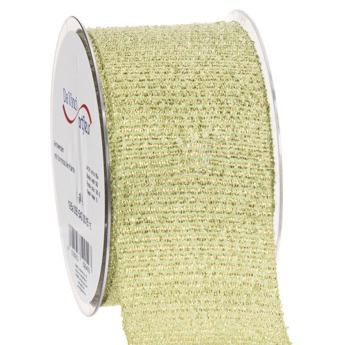 Dekoband aus Polyester mit Glitter 55mm breit 15m hellgrün | Floristik24.at