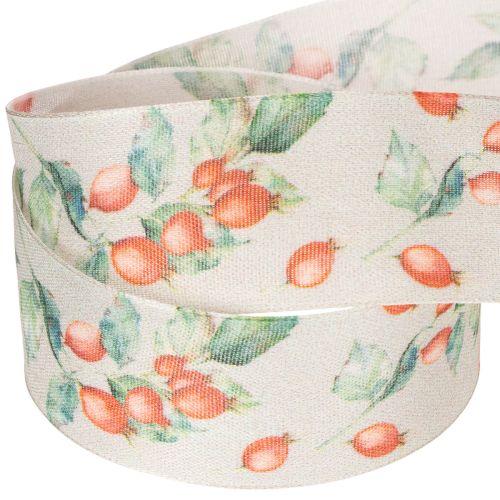 Geschenkband aus Polyester mit Hagebutten-Motiv 40 mm x 18 m | Floristik24.at