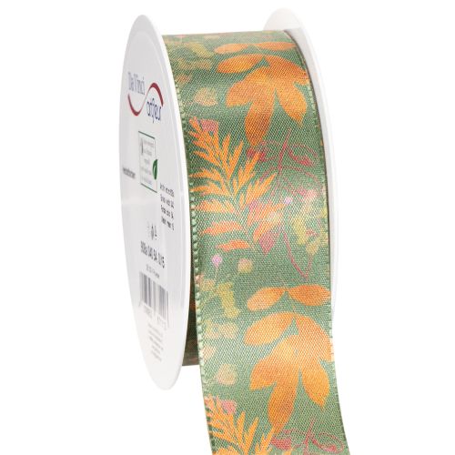 Dekoband Kunstseide Herbstfarben Blattmotiv 40mm x 15m