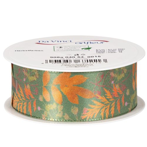 Dekoband Kunstseide Herbstfarben Blattmotiv 40mm x 15m | Floristik24.at