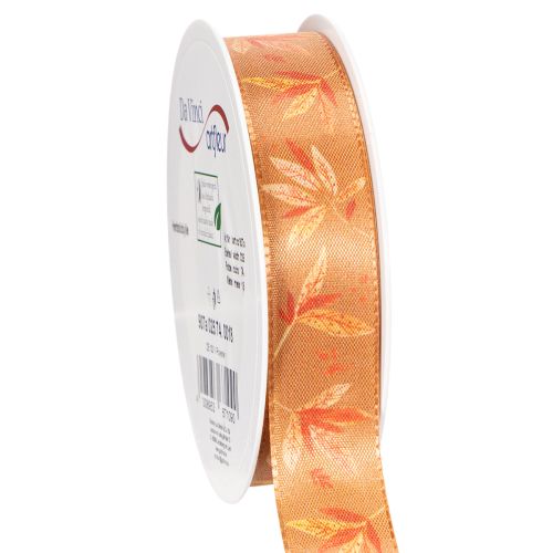 Geschenkband aus Kunstseide mit Blättermotiv 25mm 18m in Herbstfarben bestellen | Floristik24.at