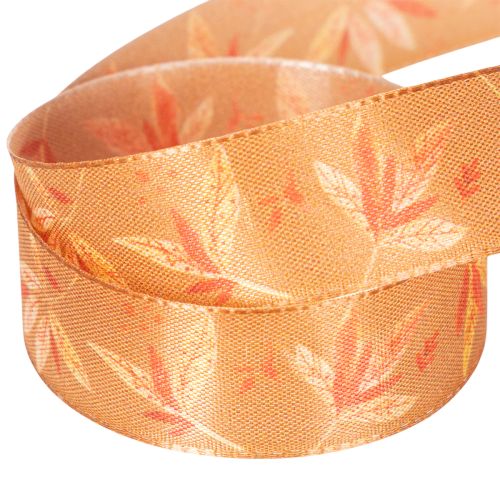 Geschenkband aus Kunstseide mit Blättermotiv 25mm 18m in Herbstfarben | Floristik24.at