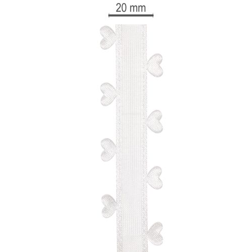 Dekoband aus Polyester Weiß mit Herzmotiv 20mm x 15m für kreative Dekoration und Geschenkverpackungen | Floristik24.at