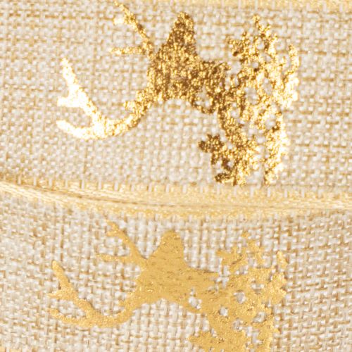 Dekoband aus Polyester mit Hirschmotiv 15mm x 15m in Braun und Gold für Innen | Floristik24.at