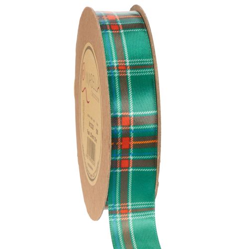 Geschenkband Polyester Schottisch Kariert Grün Rot 25mm 20m für Innenbereich