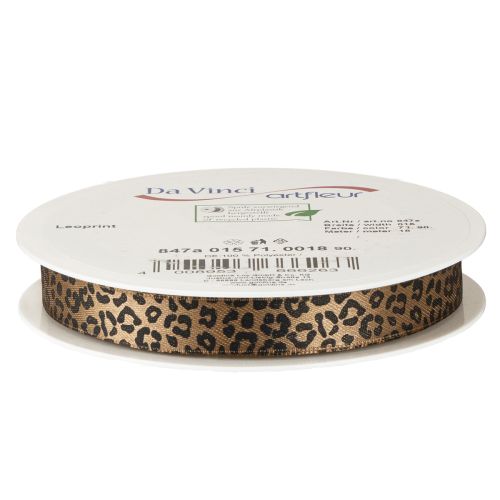 Band Leopard Print Seidenband Braun Schwarz 15mm 18m | Floristik24.at