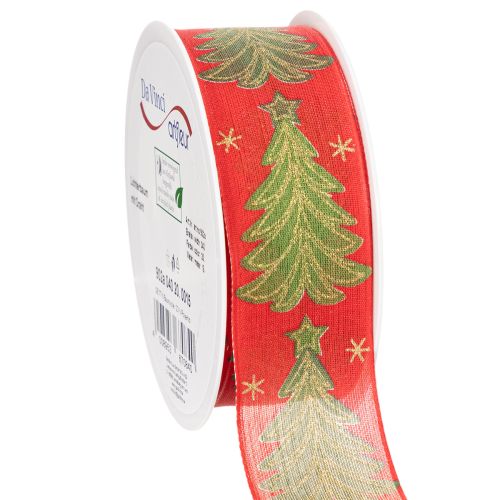 Geschenkband Stoff Tannenbaum Sterne 40mm 15m Rot Grün Gold bestellen | Floristik24.at