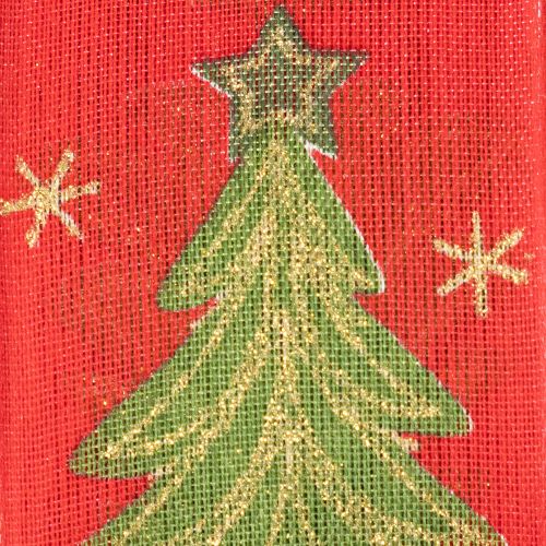 Geschenkband Stoff Tannenbaum Sterne 40mm 15m Rot Grün Gold | Floristik24.at