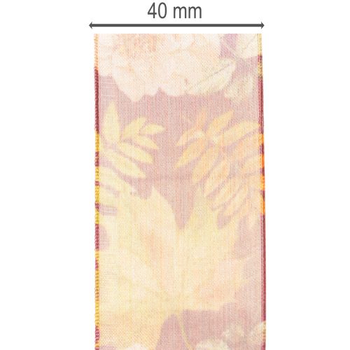 Organzaband mit floralem Muster 40mm 15m Herbstfarben | Floristik24.at