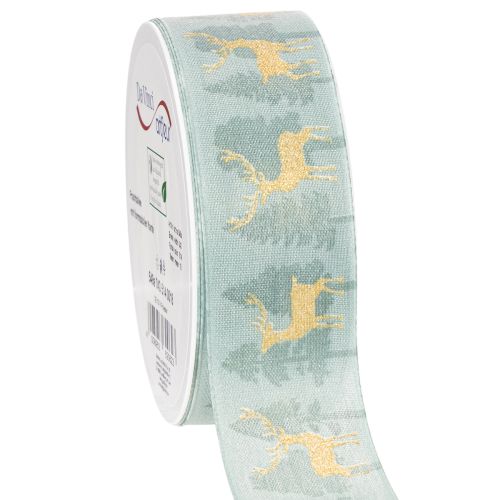Geschenkband aus Polyester mit Rentier- und Tannenbaum-Motiv 40mm x 18m