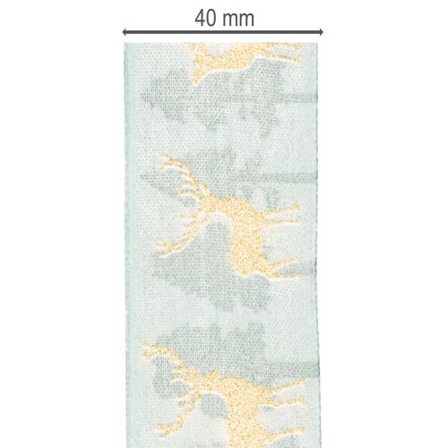 Geschenkband aus Polyester mit Rentier- und Tannenbaum-Motiv 40mm x 18m | Floristik24.at