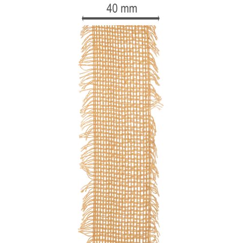 Dekoband Baumwolle mit Fransen Braun 40 mm x 30 m für Innenbereich | Floristik24.at