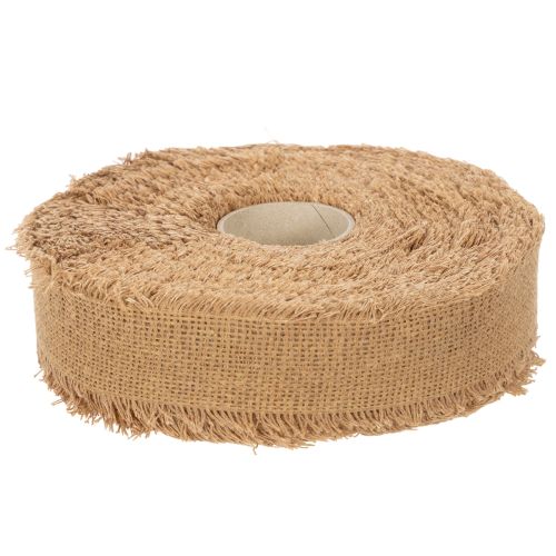 Dekoband Baumwolle mit Fransen Braun 40 mm x 30 m für Innenbereich | Floristik24.at