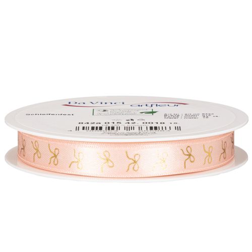 Geschenkband 15mm x 18m aus Polyester mit goldenen Schleifen in Rosa für dekorative Anwendungen | Floristik24.at