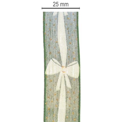 Geschenkband aus Stoff mit Schleifenmotiv Grün 25mm x 18m | Floristik24.at
