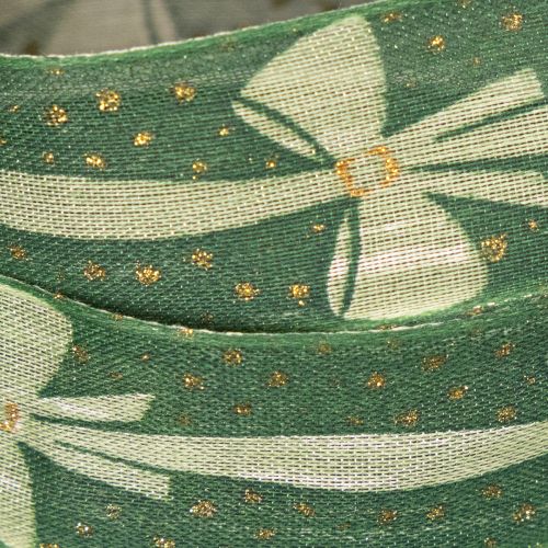 Geschenkband aus Stoff mit Schleifenmotiv Grün 25mm x 18m | Floristik24.at