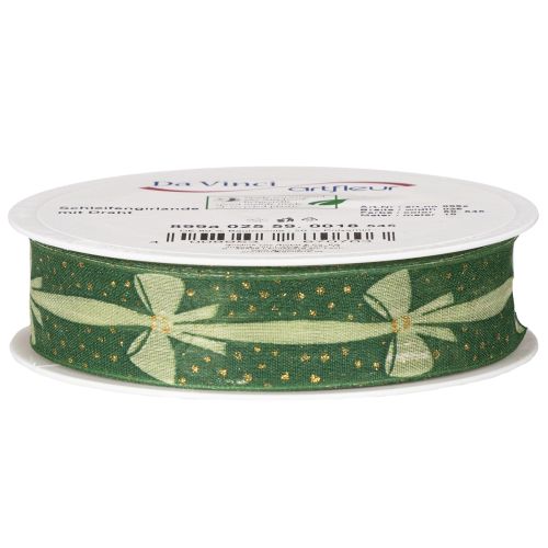 Geschenkband aus Stoff mit Schleifenmotiv Grün 25mm x 18m | Floristik24.at