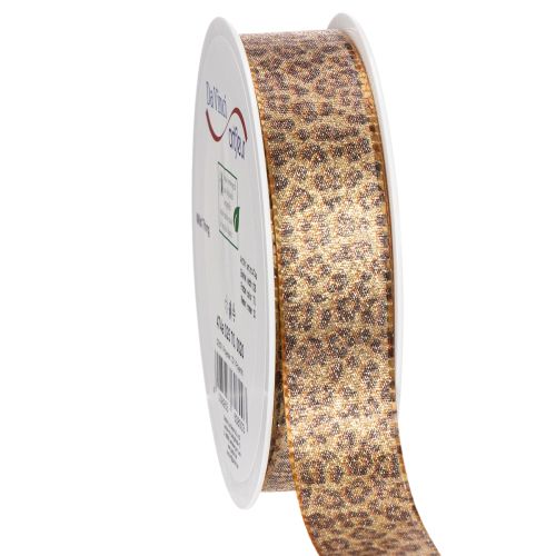 Geschenkband 25mm Leopard-Muster Braun-Gold 20m für Dekoration und Floristik bestellen | Floristik24.at