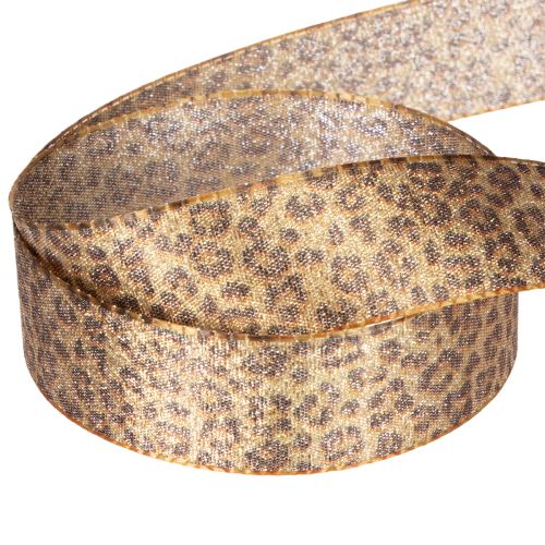 Geschenkband 25mm Leopard-Muster Braun-Gold 20m für Dekoration und Floristik | Floristik24.at