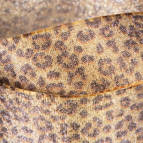 Geschenkband 25mm Leopard-Muster Braun-Gold 20m für Dekoration und Floristik | Floristik24.at