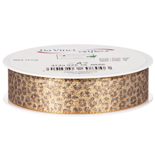 Geschenkband 25mm Leopard-Muster Braun-Gold 20m für Dekoration und Floristik | Floristik24.at