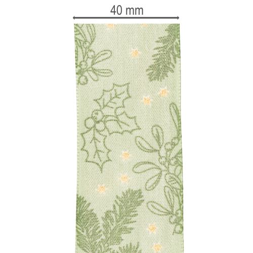 Geschenkband Stechpalme und Mistel Polyester 40mm x 15m Grün | Floristik24.at