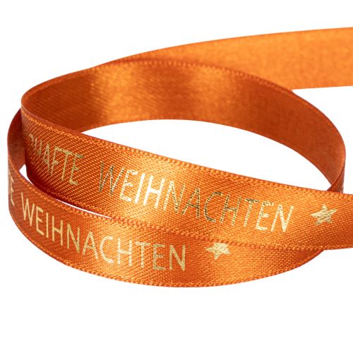 Geschenkband Stoff Orange mit Goldschrift Weihnachten 15mm x 18m | Floristik24.at