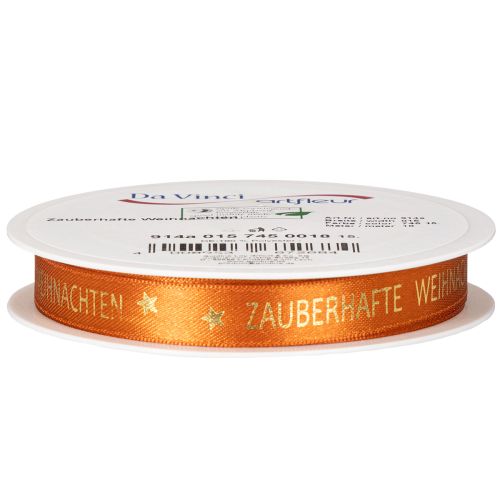 Geschenkband Stoff Orange mit Goldschrift Weihnachten 15mm x 18m | Floristik24.at