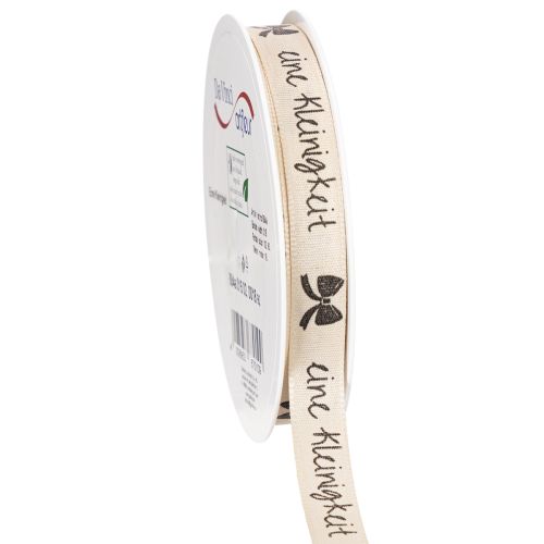 Geschenkband aus Polyester Beige 15mm 18m mit Aufschrift „Eine Kleinigkeit“