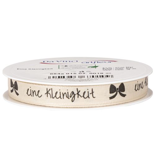 Geschenkband aus Polyester Beige 15mm 18m mit Aufschrift „Eine Kleinigkeit“ | Floristik24.at