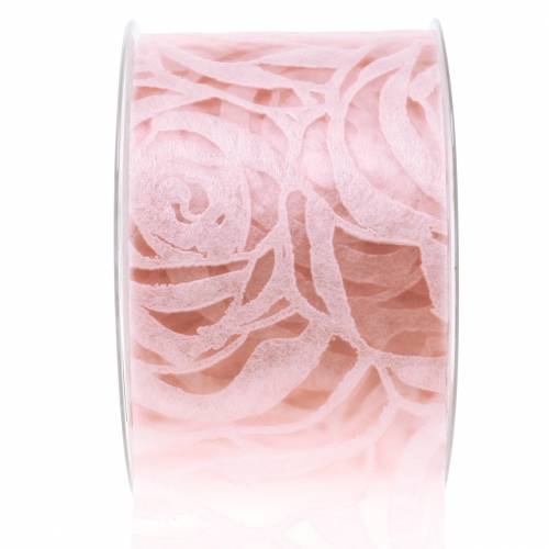 Floristik24 Dekoband Rosen Breit Rosa 63mm 20m