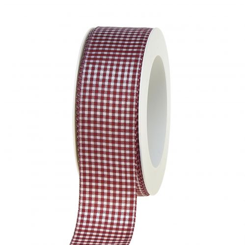 Floristik24 Geschenkband Deko Band Karo Rot Weiß 40mm 20m