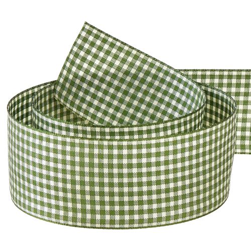Floristik24 Geschenkband Deko Band Karo Grün Creme 40mm 20m