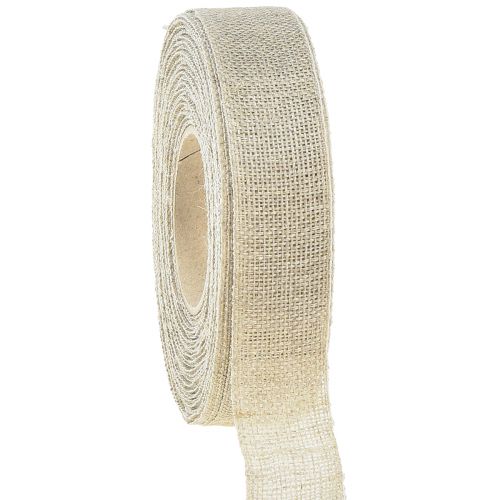 Floristik24 Dekoband Natur Beige Leinenband 25mm 20m