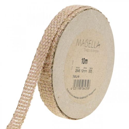 Floristik24 Dekoband Jute Rosa, Natur 12mm Juteband zum Dekorieren 10m