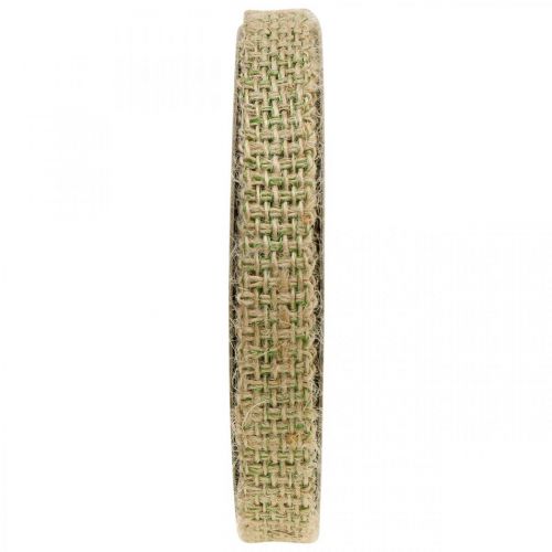 Floristik24 Dekoband Jute Grün, Natur 12mm Buntes Juteband Jutedeko 10m