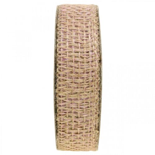 Dekoband Jute Rosa, Natur 25mm Juteband Landhaus Deko 10m