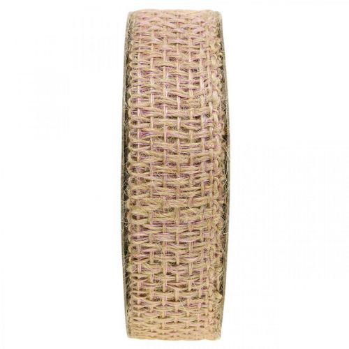 Floristik24 Dekoband Jute Rosa, Natur 25mm Juteband Landhaus Deko 10m