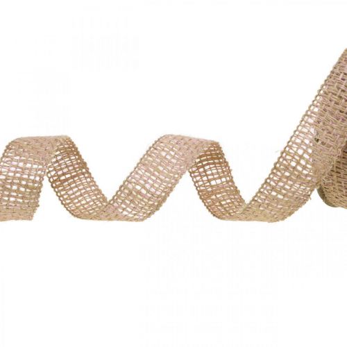 Dekoband Jute Rosa, Natur 25mm Juteband Landhaus Deko 10m