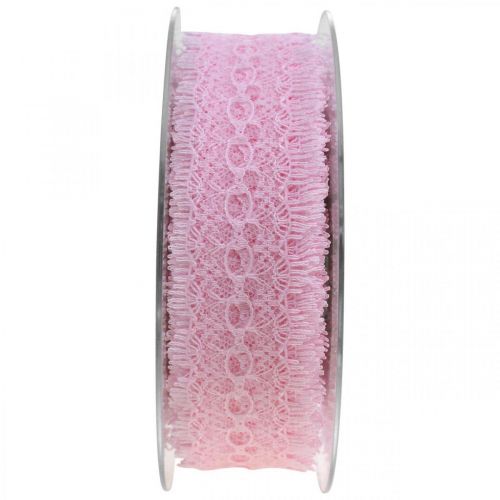 Floristik24 Spitzenband, Geschenkdeko, Hochzeit, Tischschmuck Rosa B35mm L20m