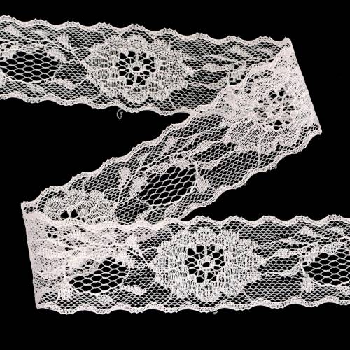 Spitzenband Floral mit Wellenrand Rosa 40mm 20m